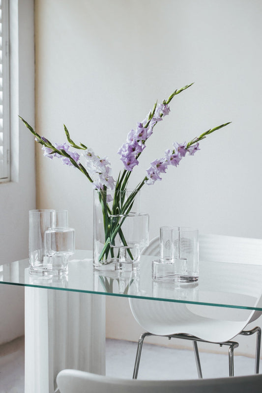Constructivist design vaas 32 cm - transparant glas