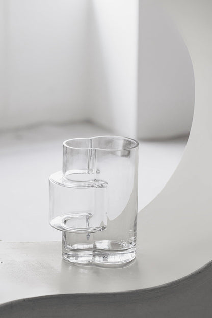 Constructivist design vaas 32 cm - transparant glas