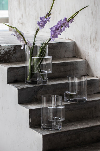 Constructivist design vaas 32 cm - transparant glas