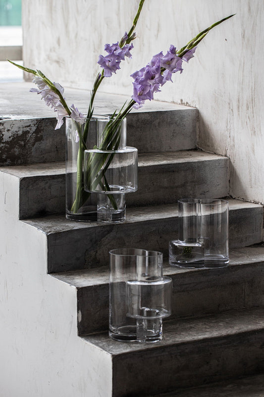Constructivist design vaas 32 cm - transparant glas