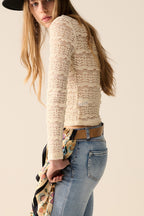 Lace flower top - cream