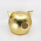 Handgemaakt keramische spaarpot varkentje  - goud