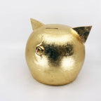 Handgemaakt keramische spaarpot varkentje  - goud