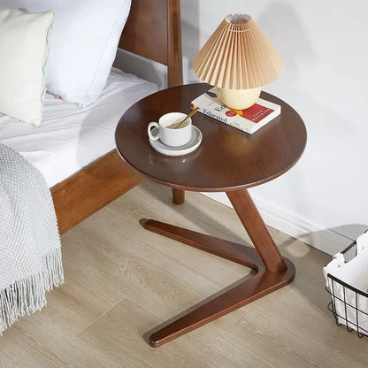 House Faction Solid Wood Edge Sofa Side Table - Walnut Finish-1