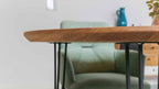 Handgemaakte ronde eettafel Forcina van massief eiken hout en metaal 130 cm - bruin en zwart