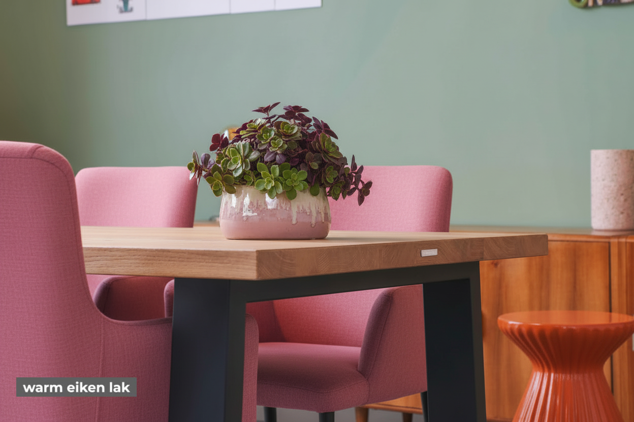 Eettafel DREAUM rechthoekig van massief hout en staal - bruin en zwart