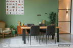 Eettafel DREAUM rechthoekig van massief hout en staal - bruin en zwart