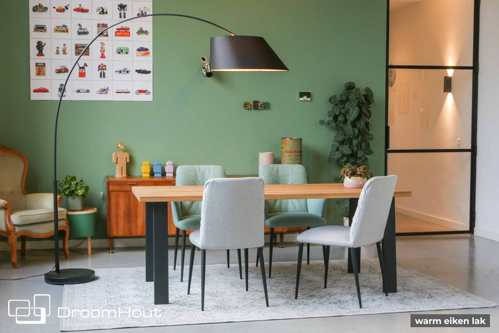 Eettafel DREAUM rechthoekig van massief hout en staal - bruin en zwart