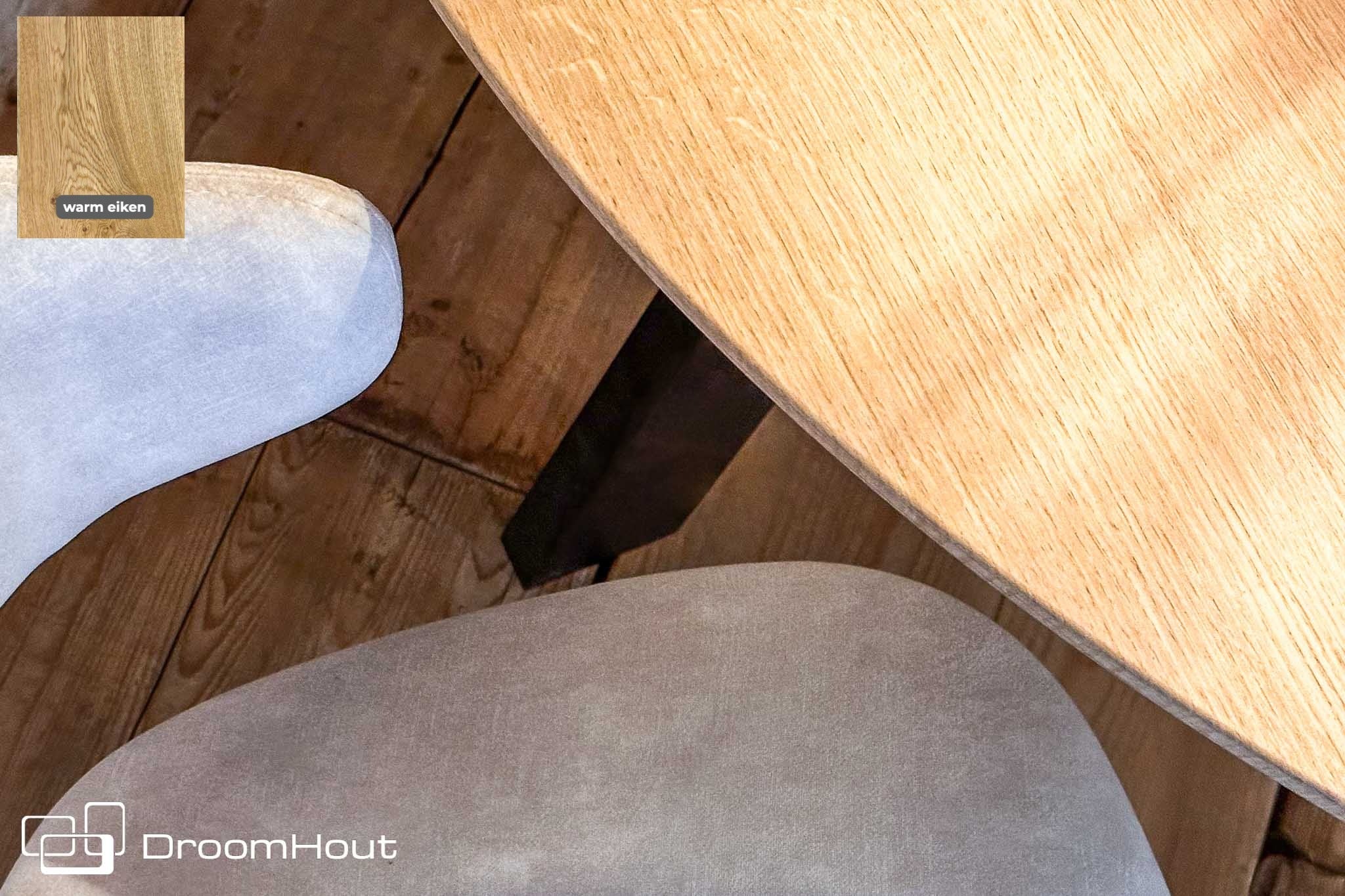 Design ronde eettafel op maat van massief hout en staal - bruin en zwart