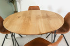 Handgemaakte ronde eettafel Forcina van massief eiken hout en metaal 130 cm - bruin en zwart
