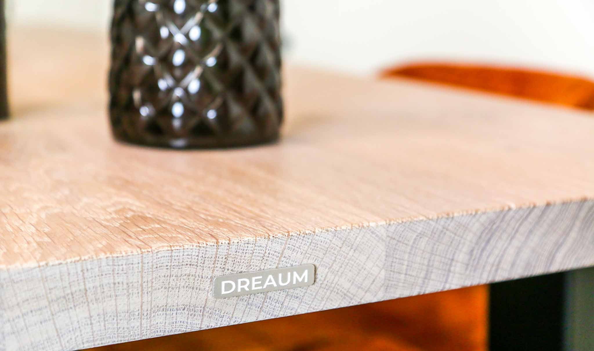 Eettafel DREAUM rechthoekig van massief hout en staal - bruin en zwart