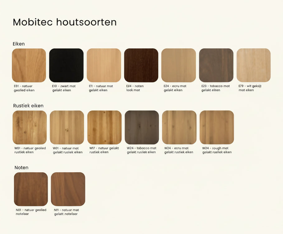 Ovale eettafel Mobitec Blossom van massief eiken hout - bruin of zwart