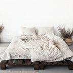 100% linnen dekbedovertrek met strik sluiting - licht beige