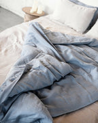 100% linnen dekbedovertrek met strik sluiting - pastel blauw