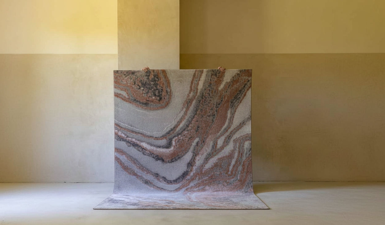 Design vloerkleed Zuiver Solar rechthoekig - grijs en terra