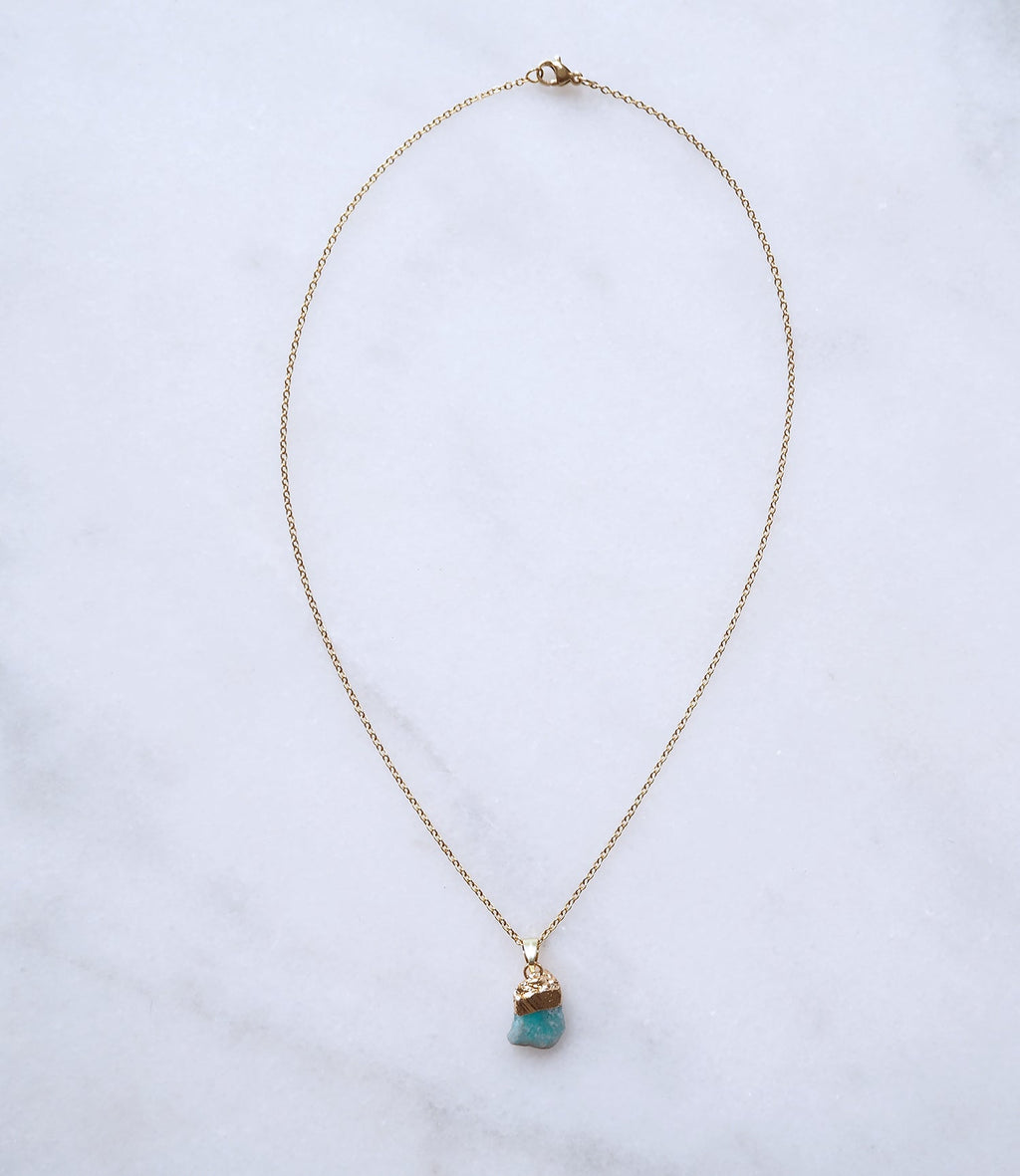 Handgemaakte Amazoniet ketting voor geluk en harmonie - blauw groen en goud