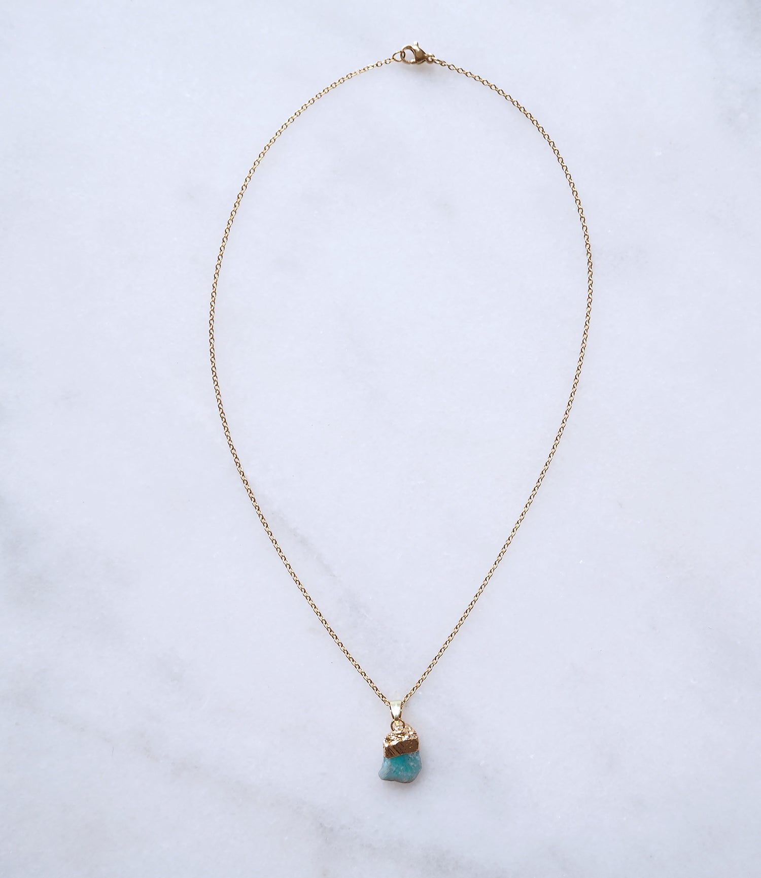 Handgemaakte Amazoniet ketting voor geluk en harmonie - blauw groen en goud
