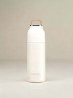Thermos fles van roestvrij staal met drukknop 350 ml - beige wit of perzik