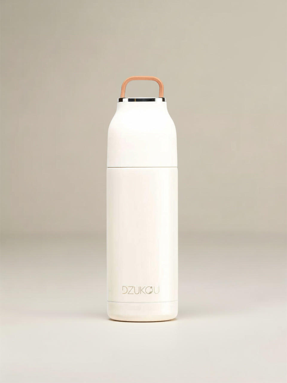 Thermos fles van roestvrij staal met drukknop 350 ml - beige wit of perzik