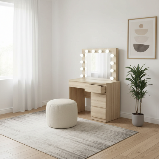 Barcelona dressing table with LED lighting - brown