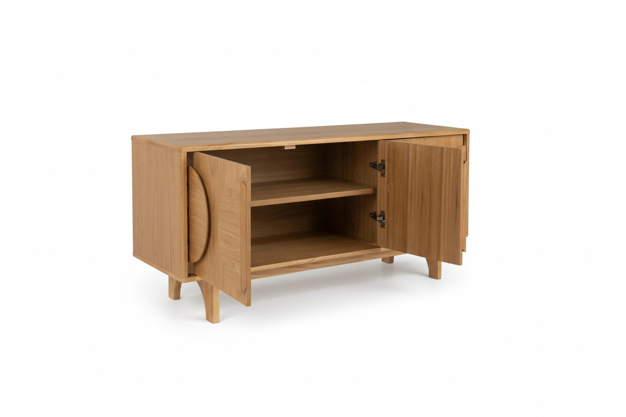 Design dressoir kast Zuiver Groove massief Walnoot of Eiken hout - bruin
