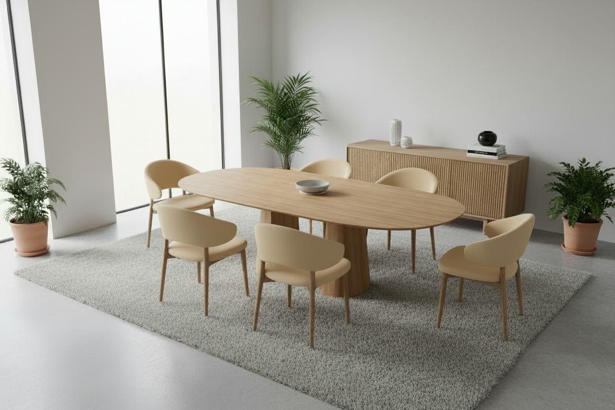 Ovale eettafel Mobitec Blossom van massief eiken hout - bruin of zwart