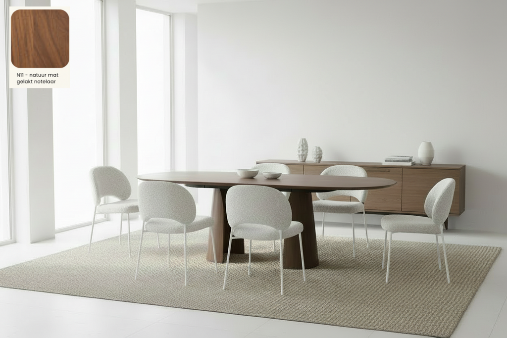 Ovale eettafel Mobitec Blossom van massief eiken hout - bruin of zwart