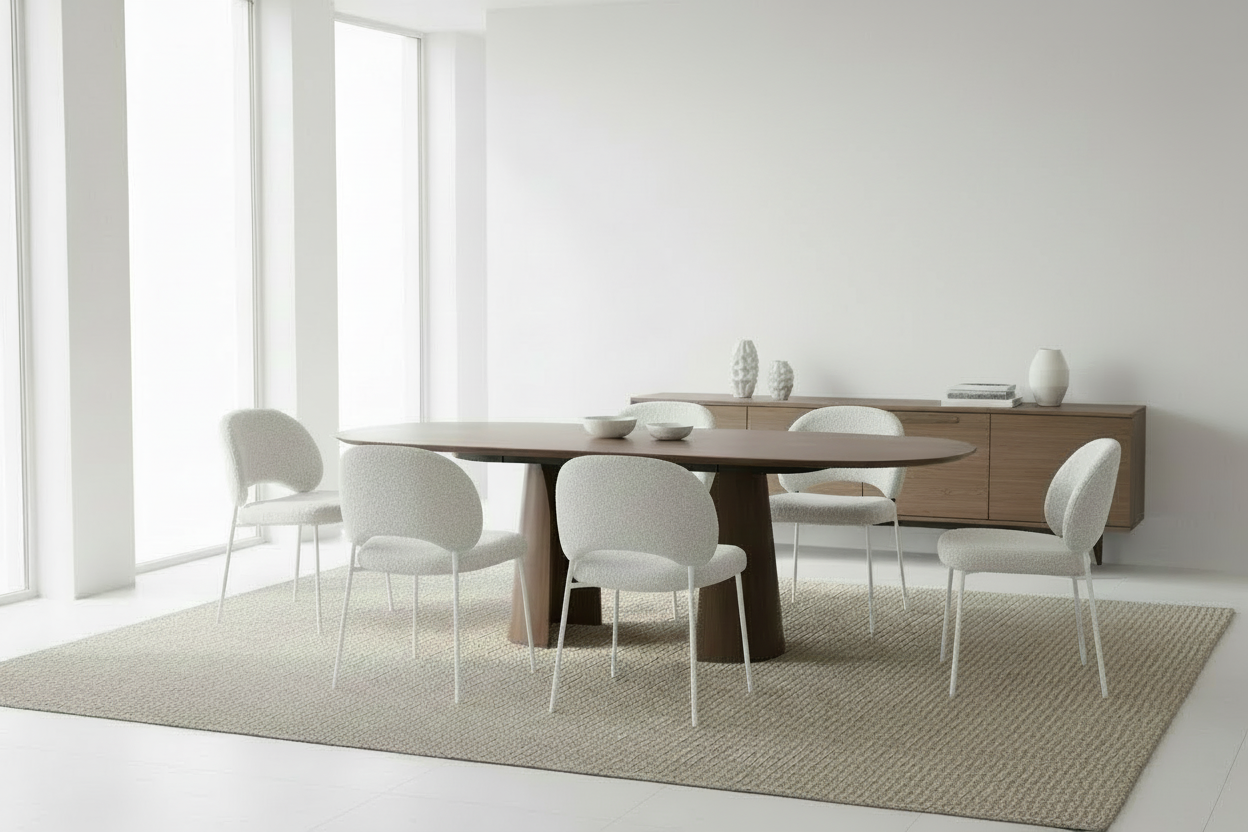 Ovale eettafel Mobitec Blossom van massief eiken hout - bruin of zwart