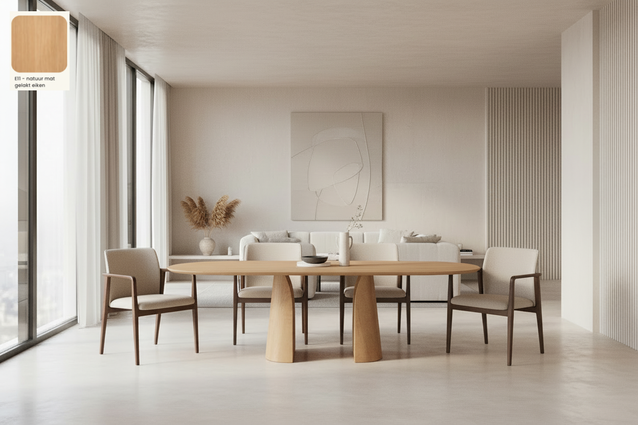 Ovale eettafel Mobitec Blossom van massief eiken hout - bruin of zwart