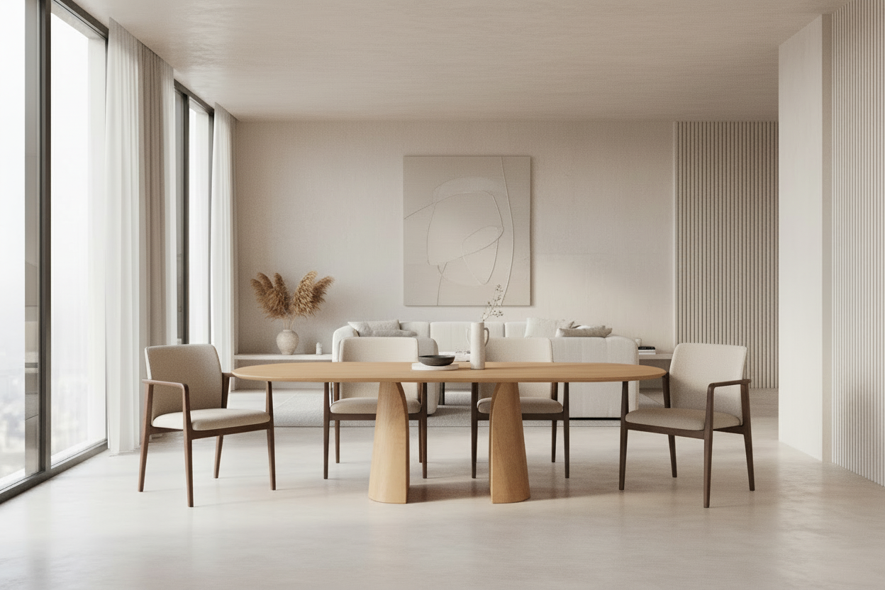 Ovale eettafel Mobitec Blossom van massief eiken hout - bruin of zwart