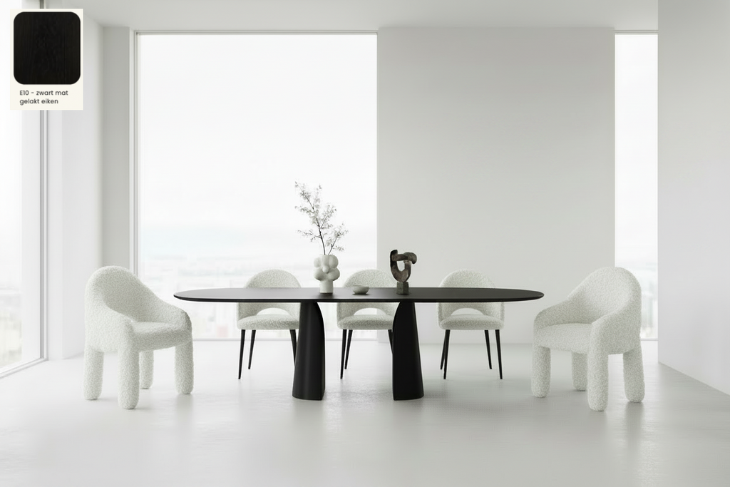 Ovale eettafel Mobitec Blossom van massief eiken hout - bruin of zwart