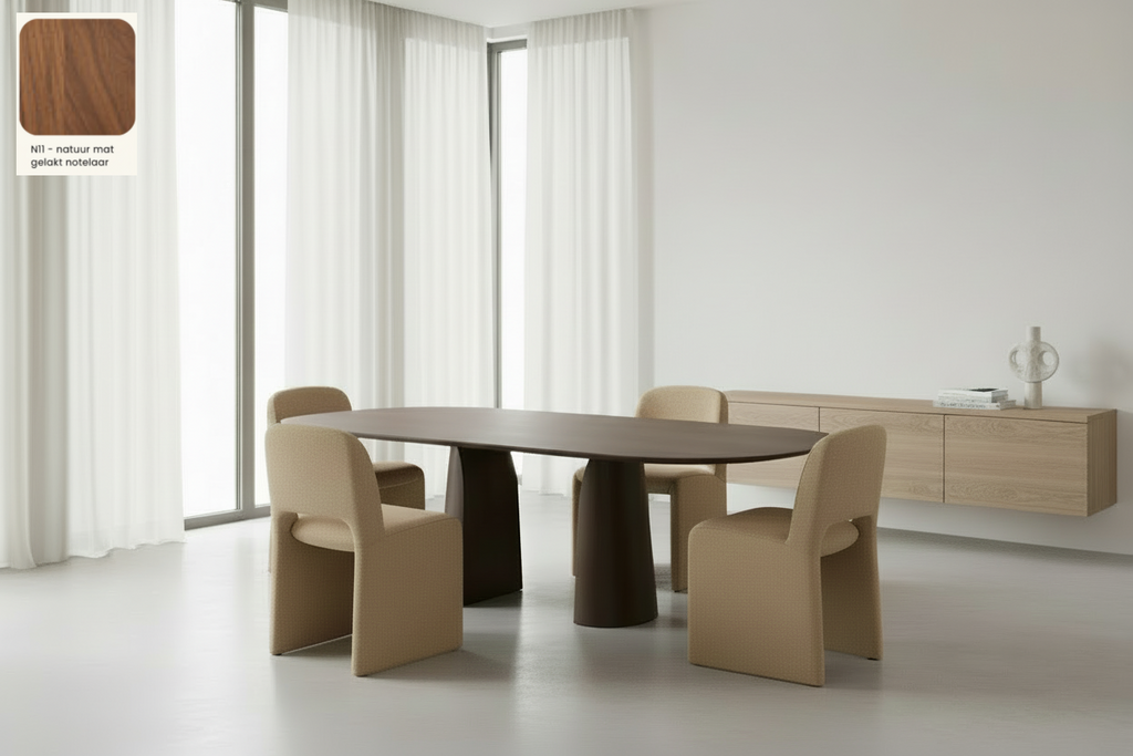 Ovale eettafel Mobitec Blossom van massief eiken hout - bruin of zwart