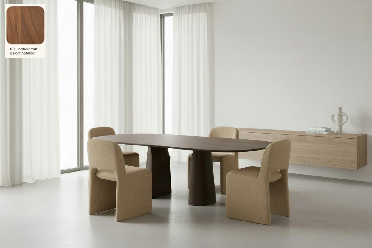 Ovale eettafel Mobitec Blossom van massief eiken hout - bruin of zwart
