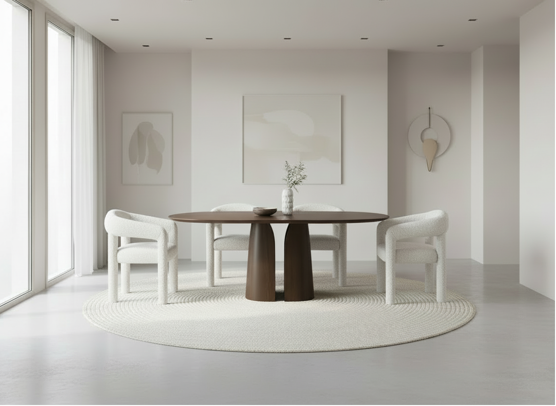 Ovale eettafel Mobitec Blossom van massief eiken hout - bruin of zwart