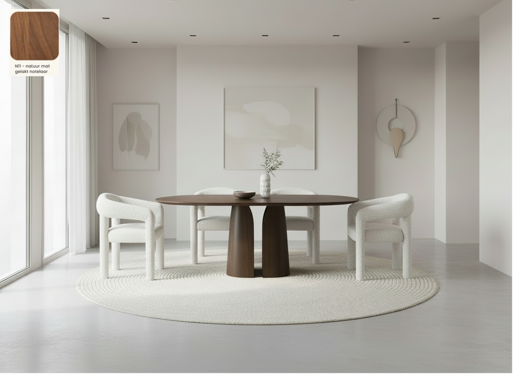 Ovale eettafel Mobitec Blossom van massief eiken hout - bruin of zwart