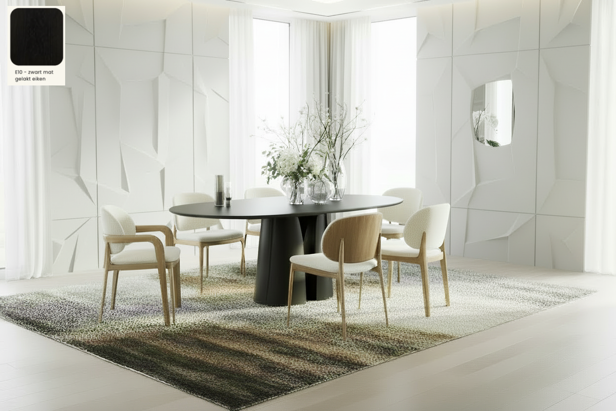 Ovale eettafel Mobitec Blossom van massief eiken hout - bruin of zwart