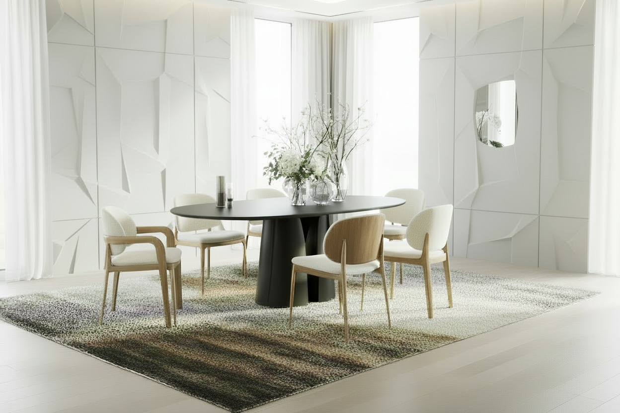 Ovale eettafel Mobitec Blossom van massief eiken hout - bruin of zwart