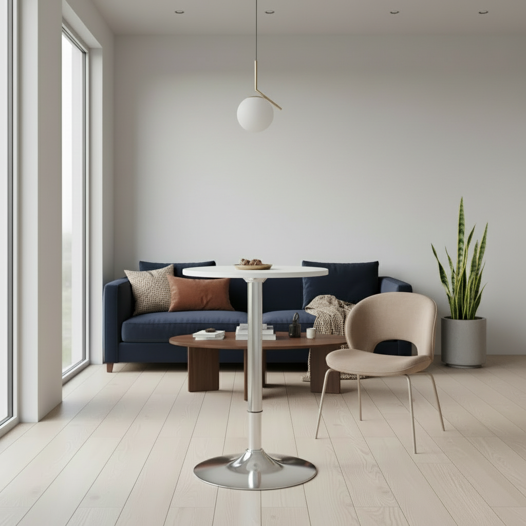 Ronde statafel in hoogte verstelbaar en draaibaar - wit of zwart