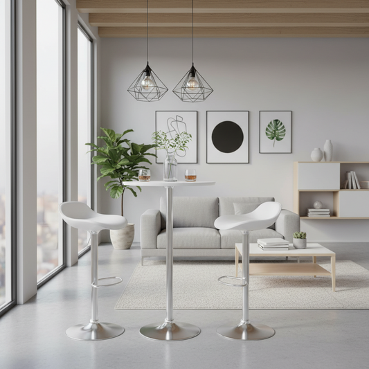 Ronde statafel in hoogte verstelbaar en draaibaar - wit of zwart