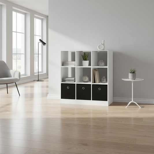 Boekenkast met opbergmanden - hout