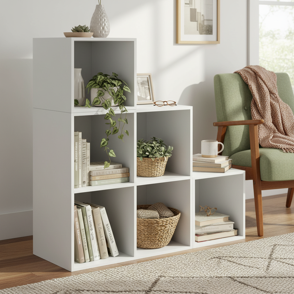 Modulaire boekenkast met multifunctionele trap ontwerp hout - wit of bruin