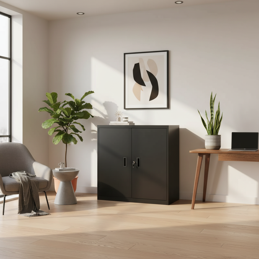 Vergrendelbare kast modern metaal - licht grijs of zwart