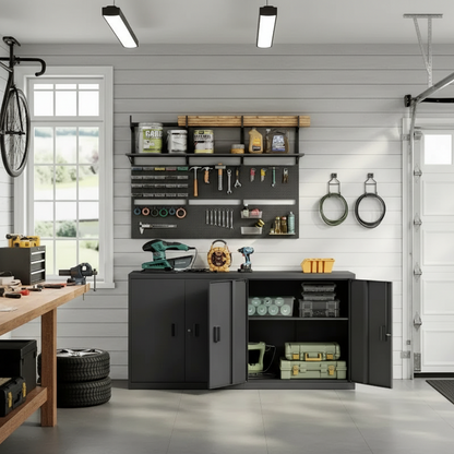 Vergrendelbare kast modern metaal - licht grijs of zwart