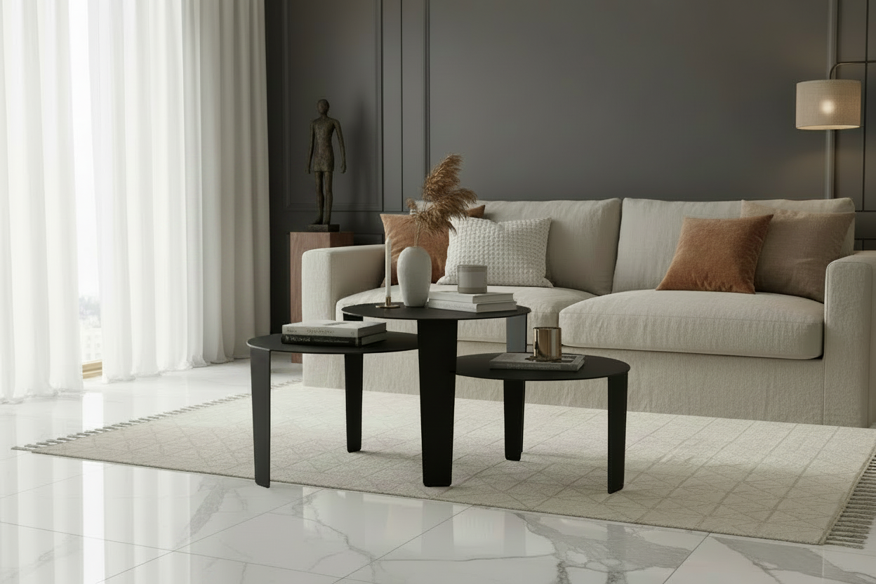 Dutch design Cascado 3-delig modulaire salontafel ovaal van staal - meerdere kleuren