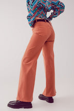 Wide leg trousers orange - cotton