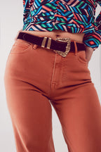 Wide leg trousers orange - cotton