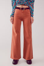 Wide leg trousers orange - cotton