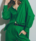 Relaxed fit blouse emerald groen - 100% katoen
