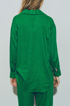 Relaxed fit blouse emerald groen - 100% katoen