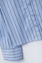 Cropped blouse met verticale strepen blauw - 100% katoen